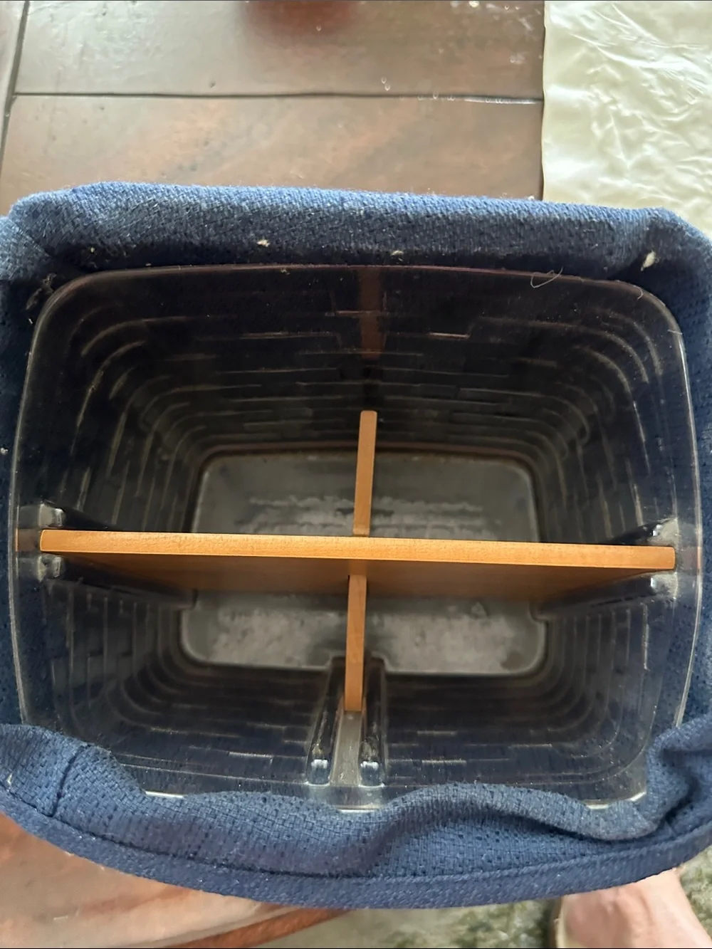 Longaberger Woven Basket with Navy Fabric Liner